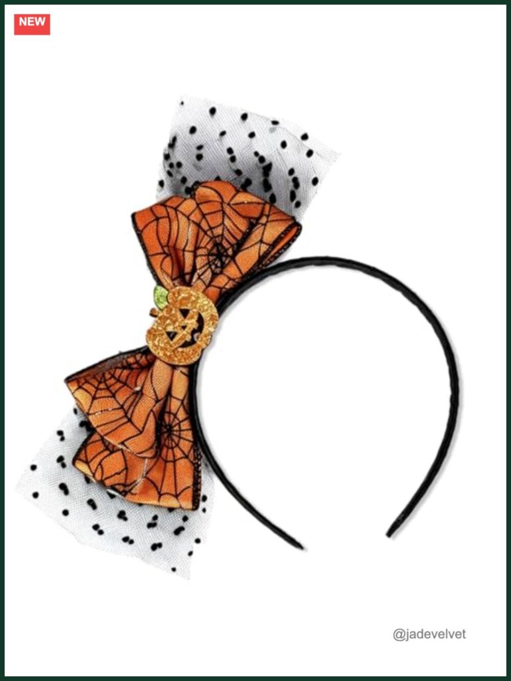 Halloween Pumpkin Headband Mesh Bow Spider Web Hair Accessory
